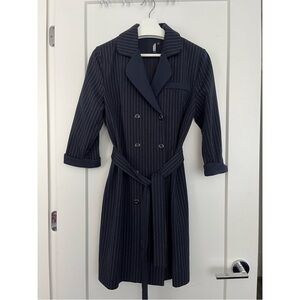 Navy Pinstripe Women's Trench Coat/Blazer/ Dress